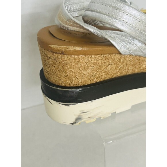 See By Chloe Glyn Platform Sandal Womens 39 US 8 Metallic Silver Espadrilles - Picture 3 of 11